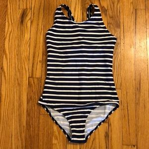 Lands End one piece girls striped swimsuit (NWT)